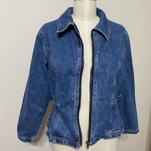 VINTAGE xhilaration 90’s Blue Denim Zip Up Jacket Size Small - Picture 3 of 6